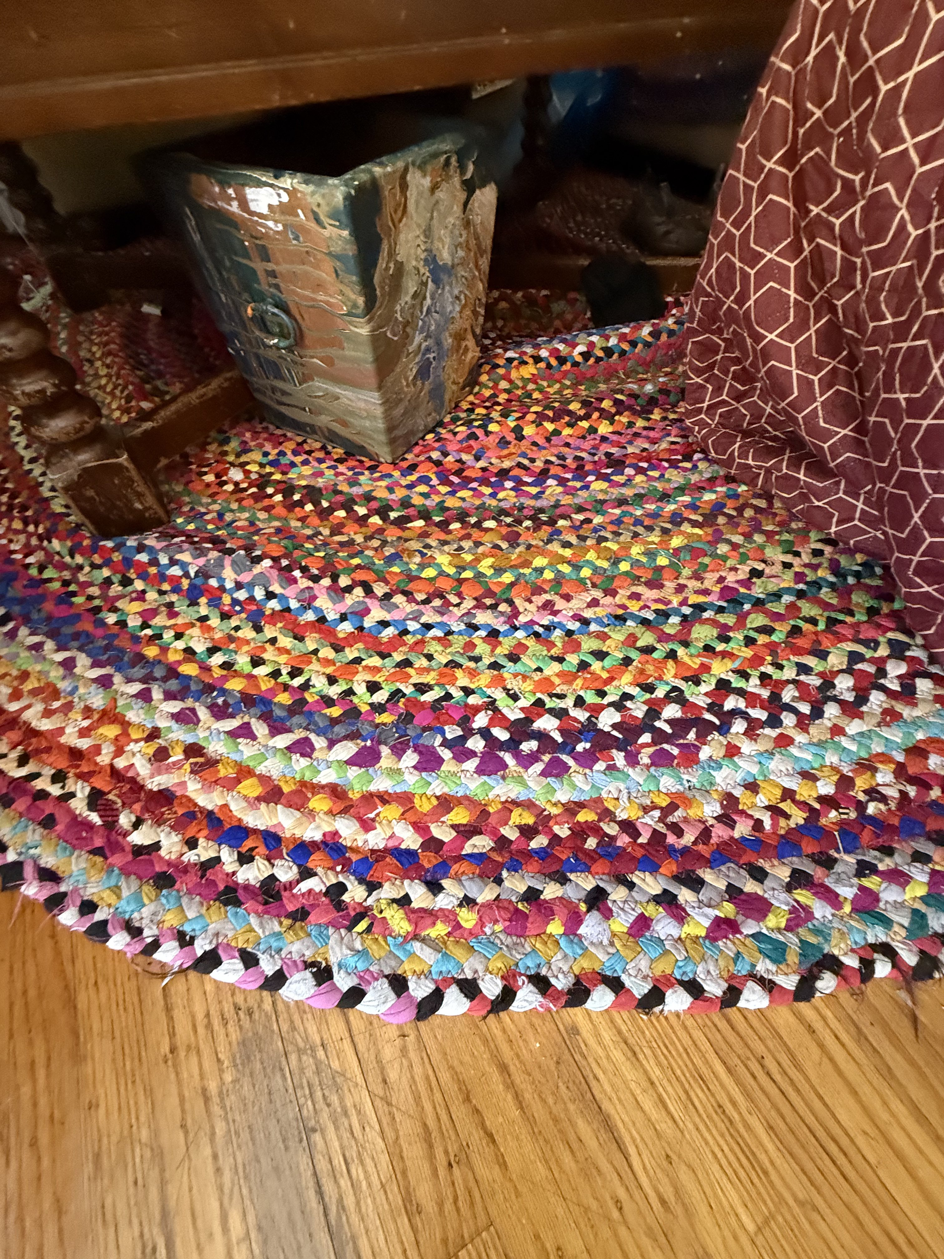 large woven circular rug